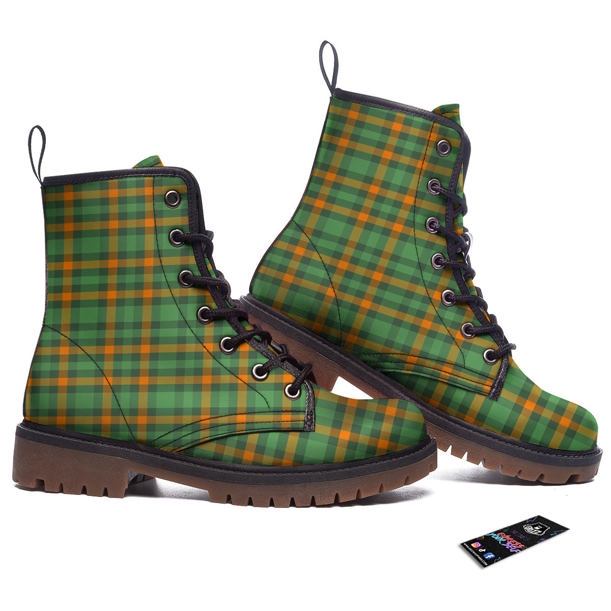 Irish Plaid Themed Print Pattern Work Boots-grizzshop