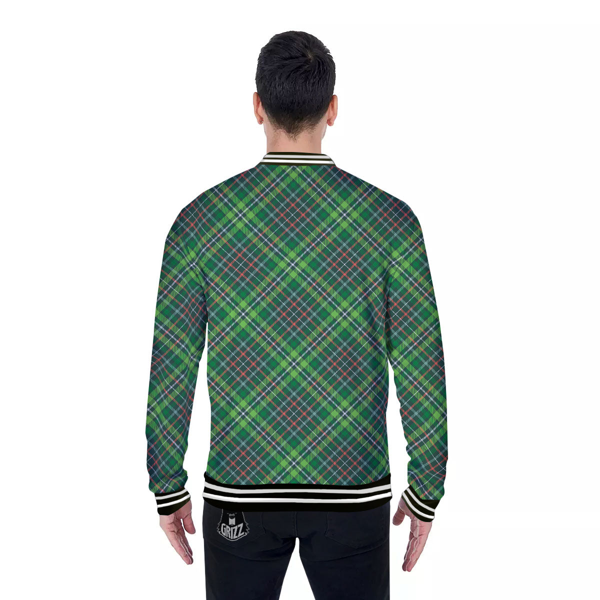 Irish Tartan Saint Patrick's Day Print Pattern Baseball Jacket-grizzshop