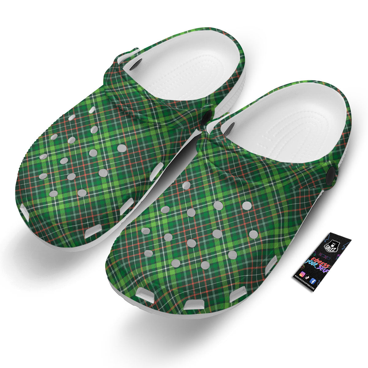 Irish Tartan Saint Patrick's Day Print Pattern Clog-grizzshop