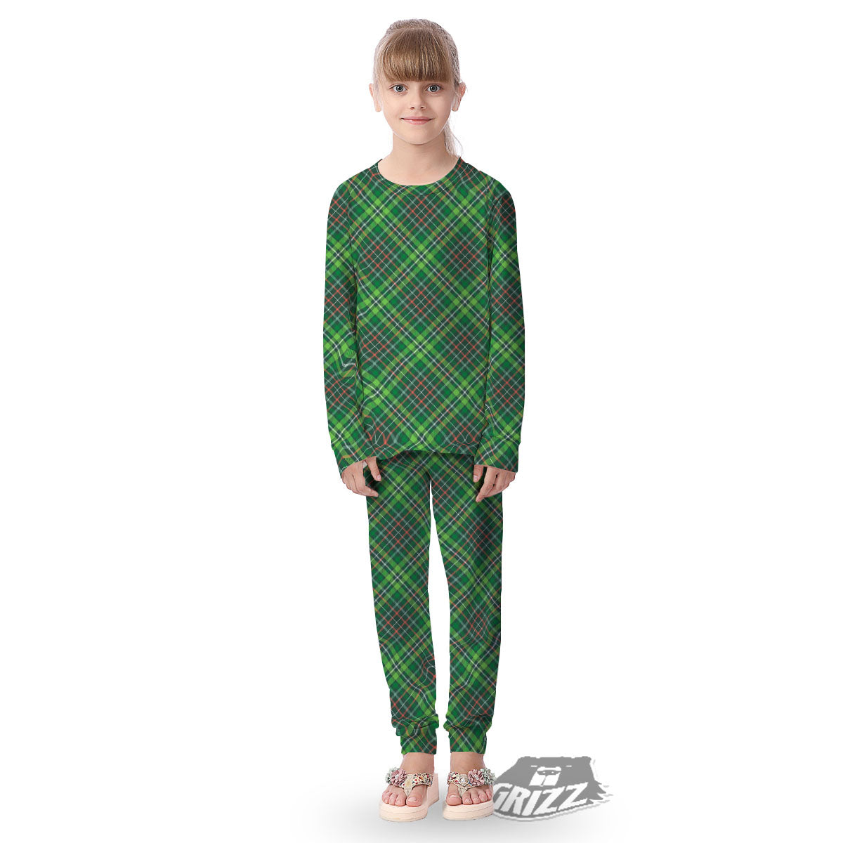 Irish Tartan Saint Patrick's Day Print Pattern Kid's Pajamas-grizzshop