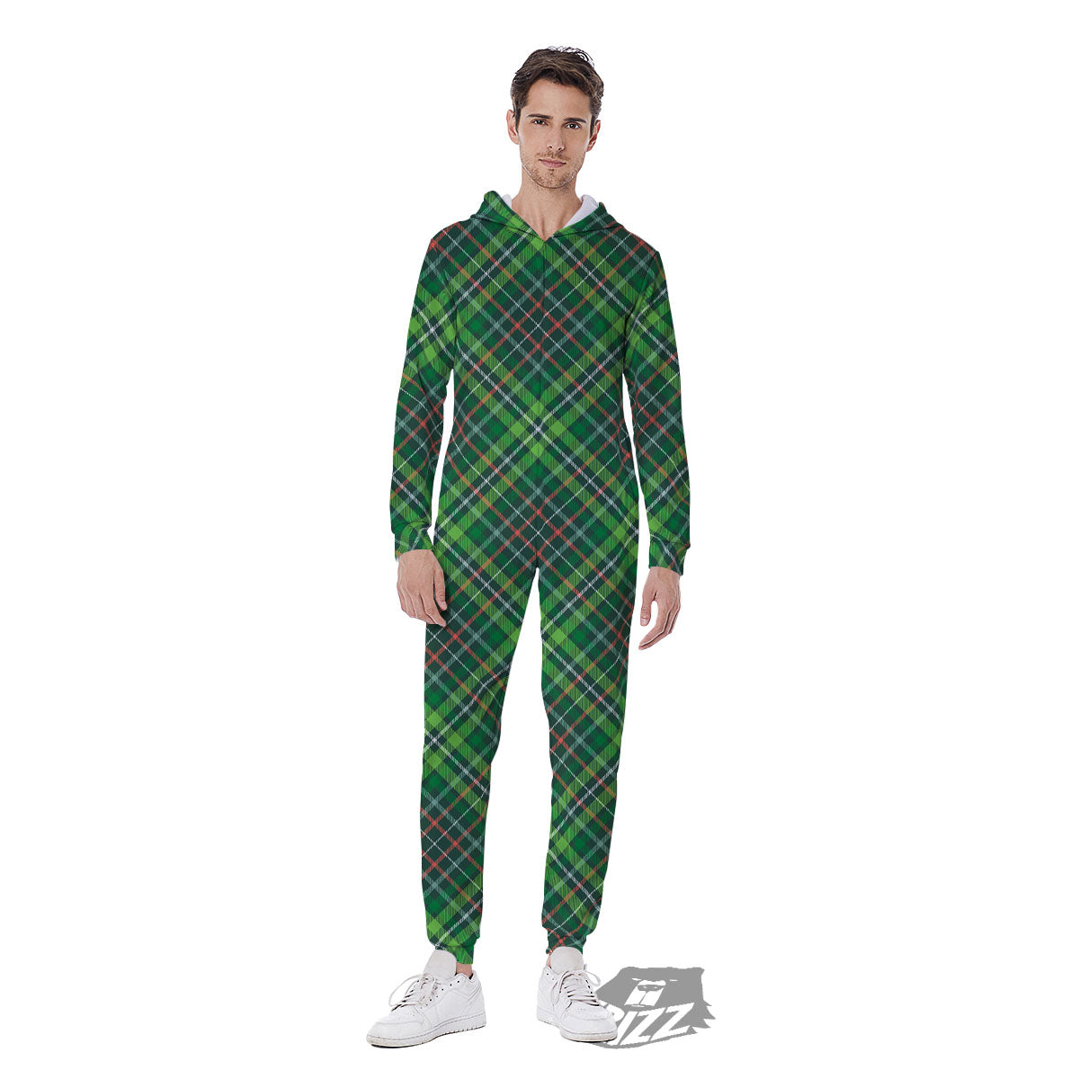 Irish Tartan Saint Patrick's Day Print Pattern Men's Jumpsuit-grizzshop