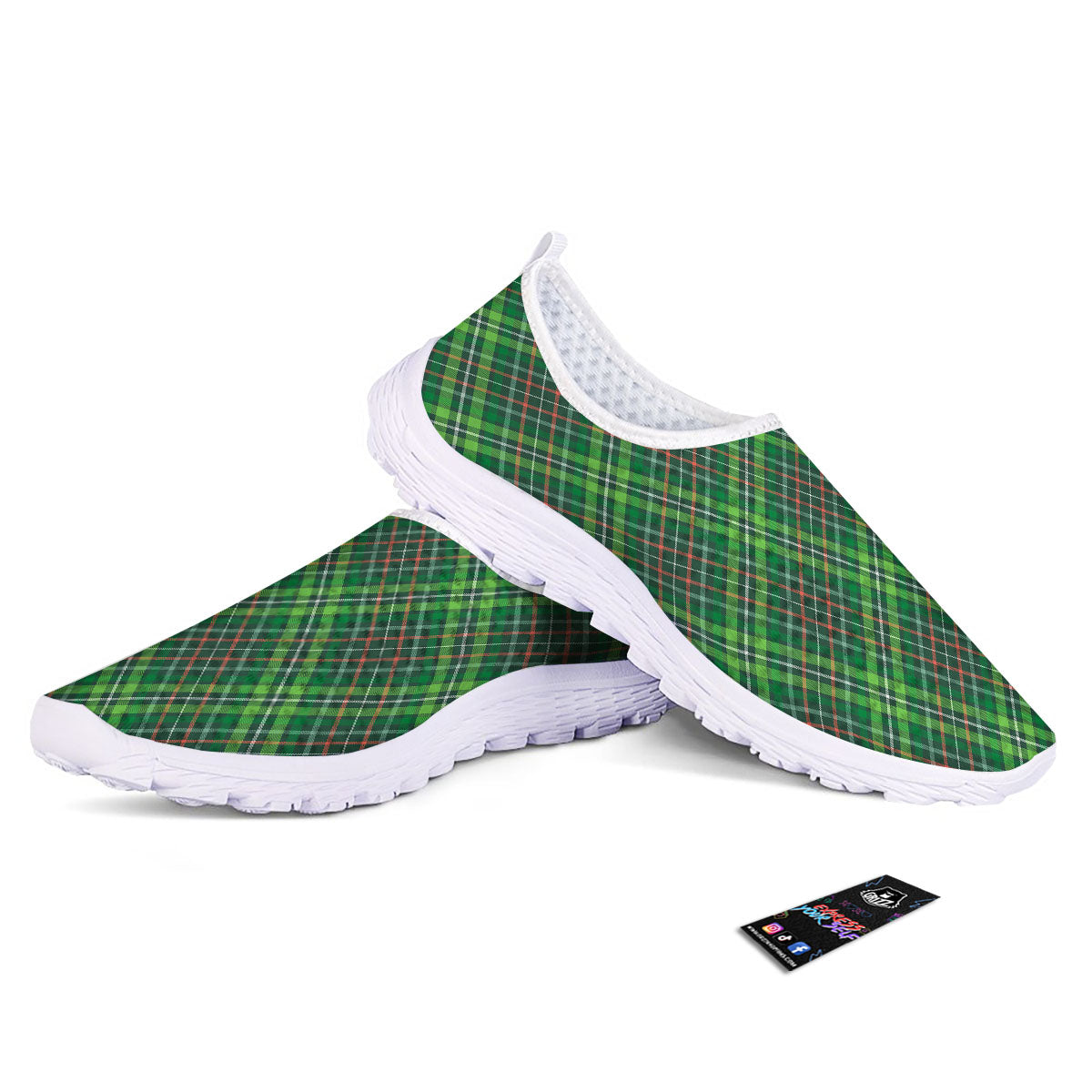 Irish Tartan Saint Patrick's Day Print Pattern Nurse Shoes-grizzshop