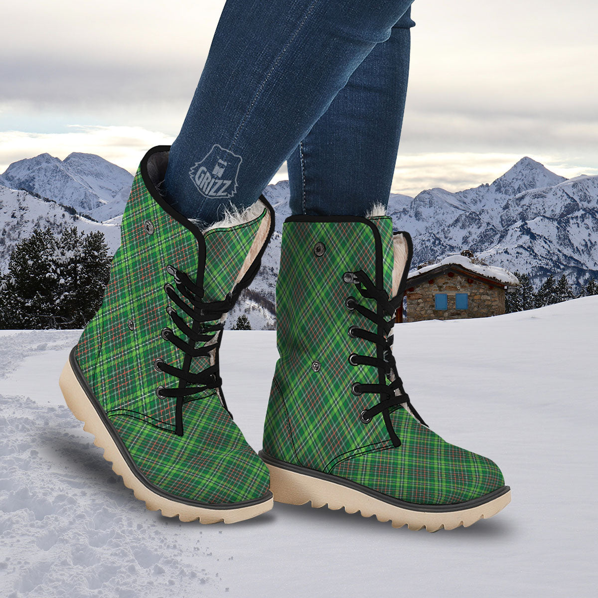 Irish Tartan Saint Patrick's Day Print Pattern Snow Boots-grizzshop