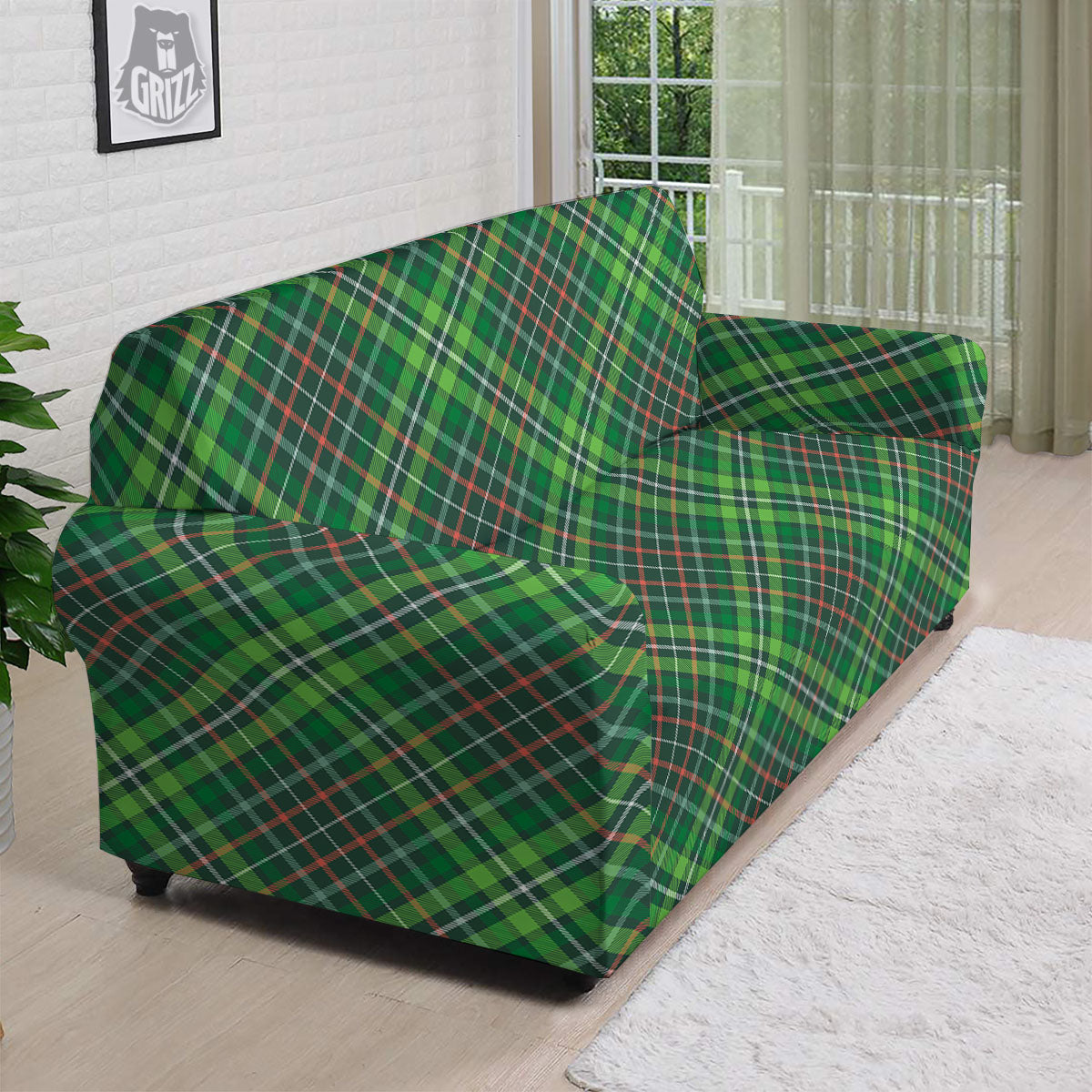 Irish Tartan Saint Patrick's Day Print Pattern Sofa Cover-grizzshop