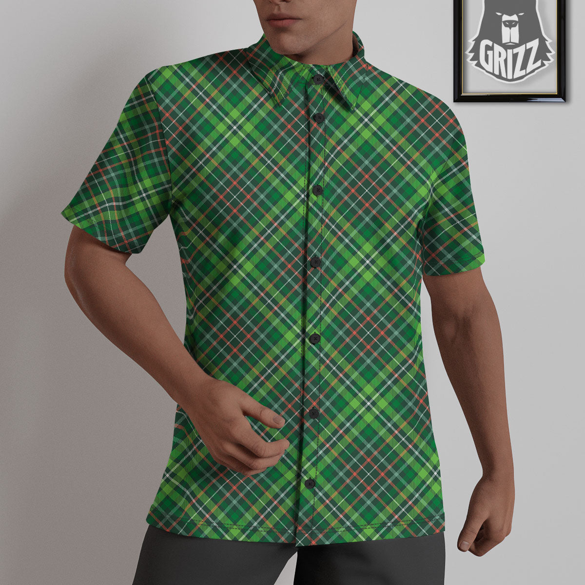 Irish Tartan Saint Patrick's Day Print Pattern Untucked Shirts-grizzshop