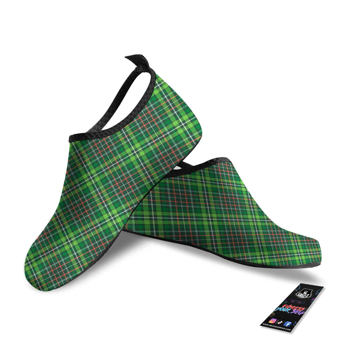 Irish Tartan Saint Patrick's Day Print Pattern Water Shoes-grizzshop