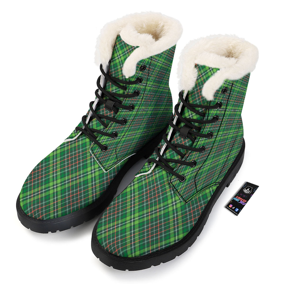 Irish Tartan Saint Patrick's Day Print Pattern Winter Boots-grizzshop