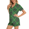 Irish Tartan Saint Patrick's Day Print Pattern Women Silk Pajamas-grizzshop