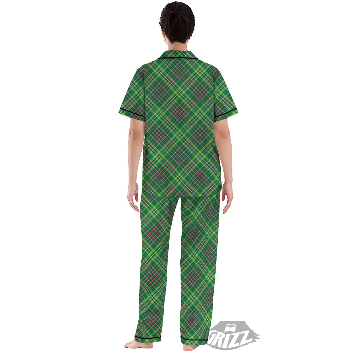 Irish Tartan Saint Patrick's Day Print Pattern Women's Pajamas Set-grizzshop