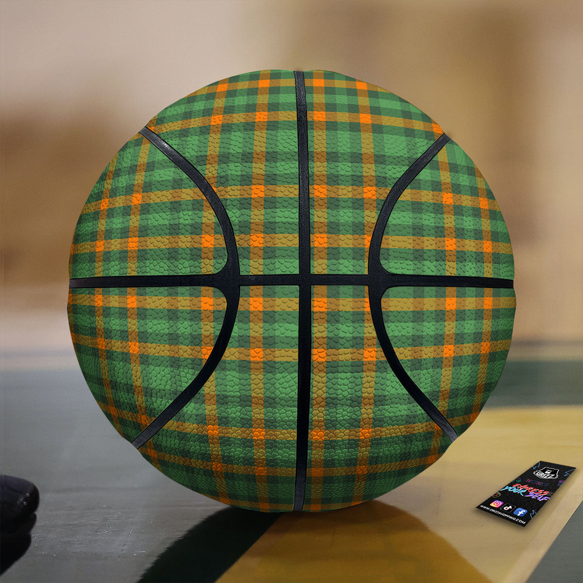 Irish Plaid Themed Print Pattern Basketball
