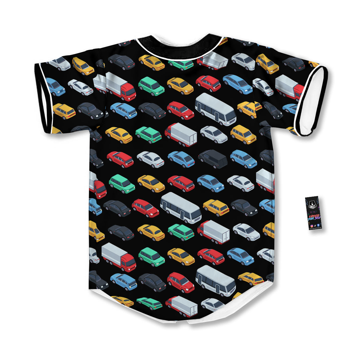 Isometric Cars Colorful Print Pattern Baseball Jersey-grizzshop