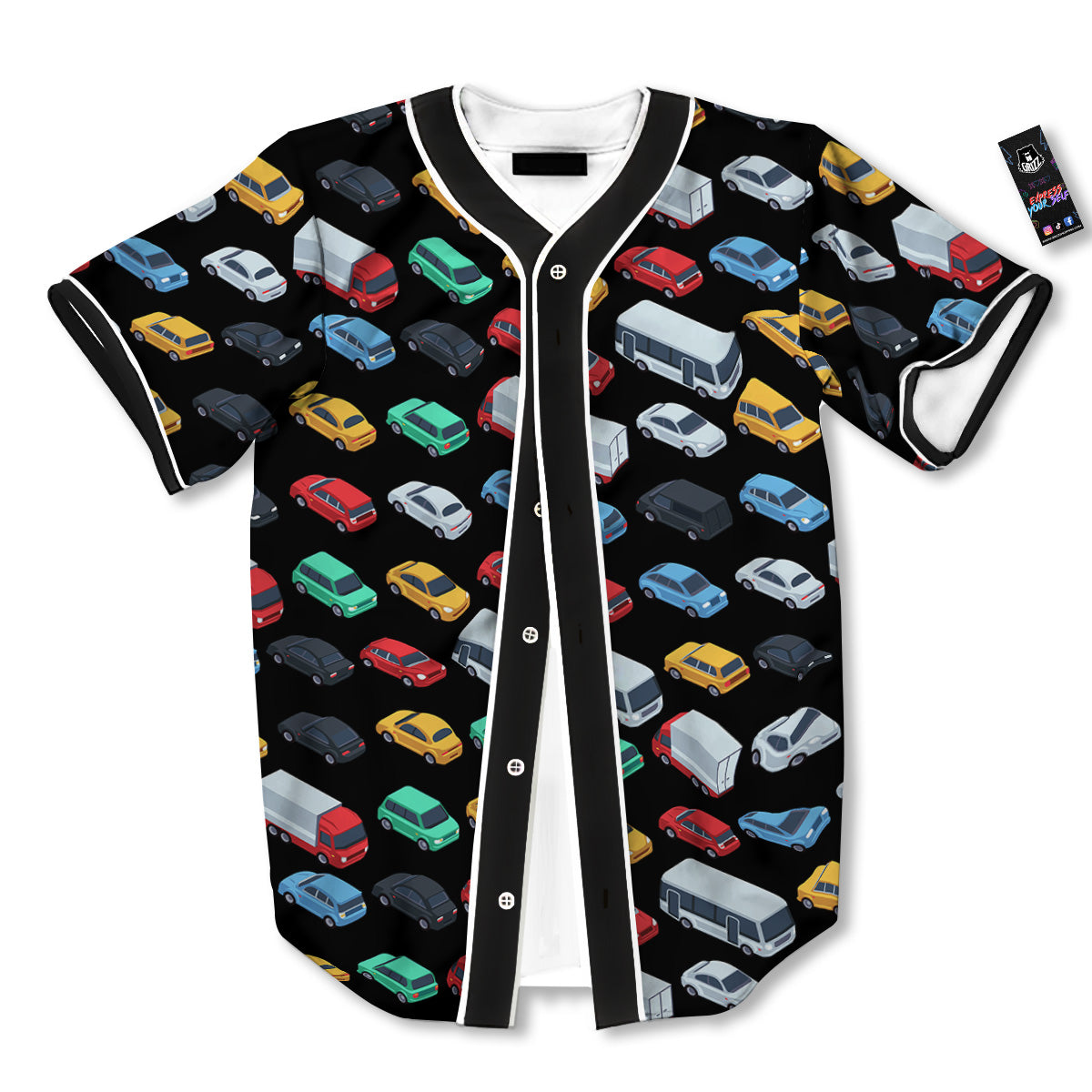Isometric Cars Colorful Print Pattern Baseball Jersey-grizzshop