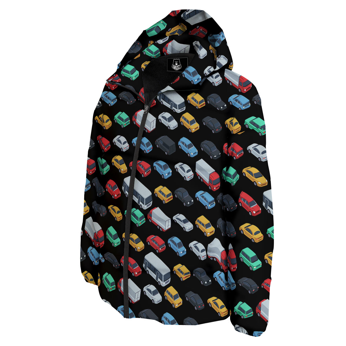 Isometric Cars Colorful Print Pattern Down Jacket-grizzshop