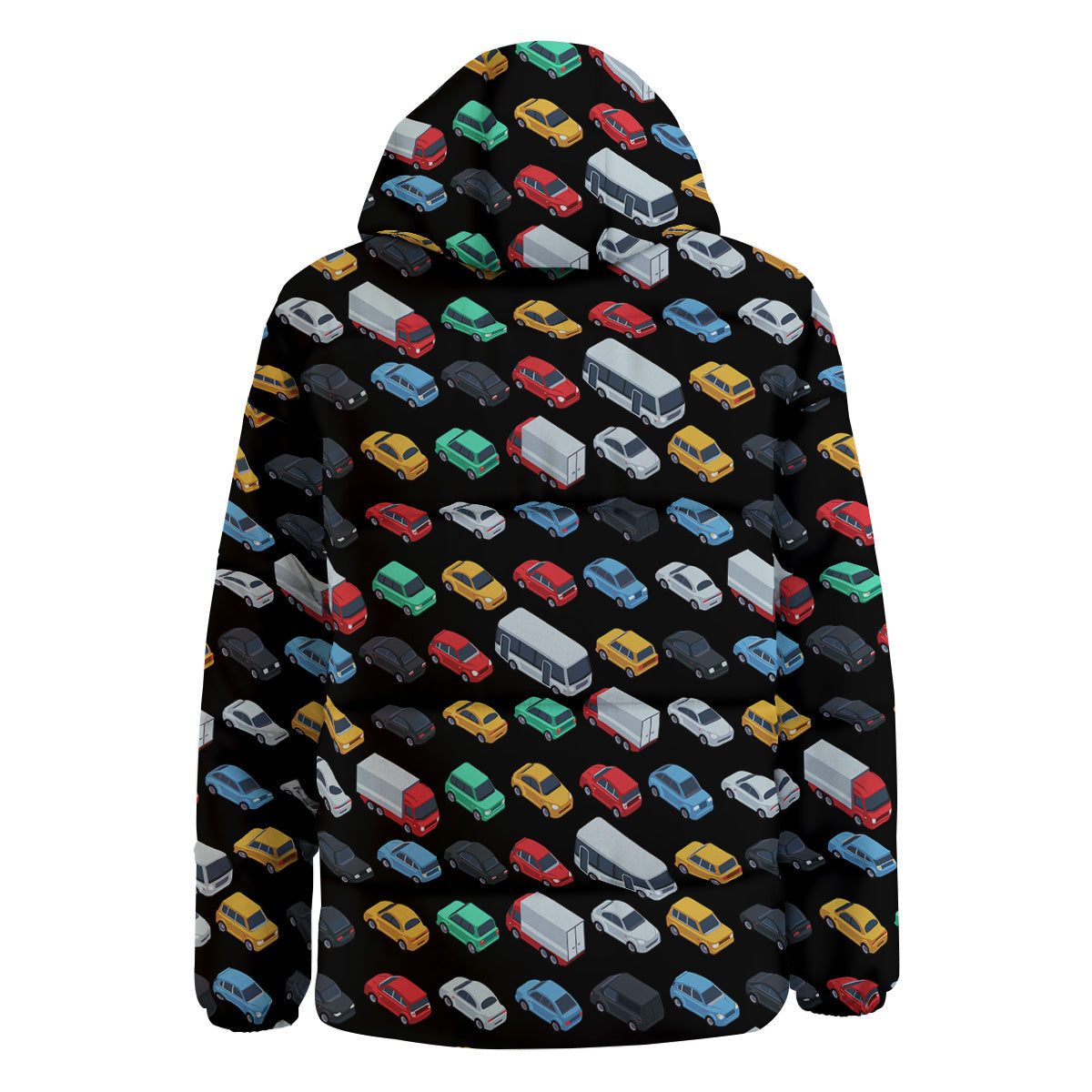 Isometric Cars Colorful Print Pattern Down Jacket-grizzshop