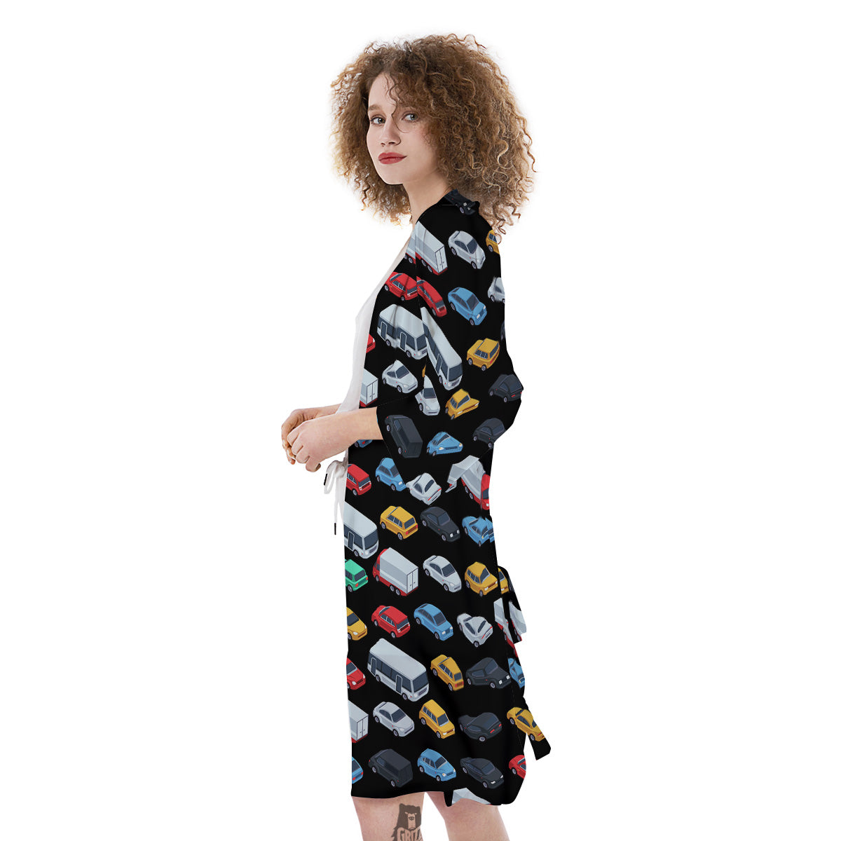 Isometric Cars Colorful Print Pattern Kimono-grizzshop