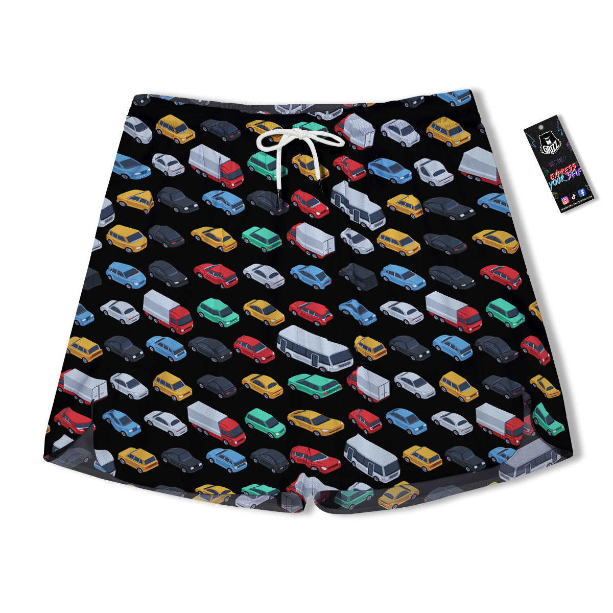 Isometric Cars Colorful Print Pattern Men's Running Shorts-grizzshop