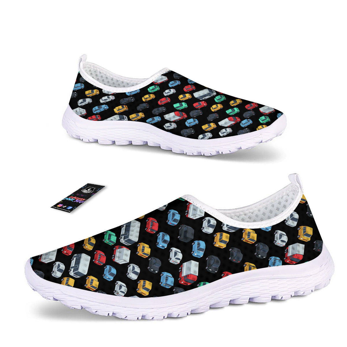 Isometric Cars Colorful Print Pattern Nurse Shoes-grizzshop