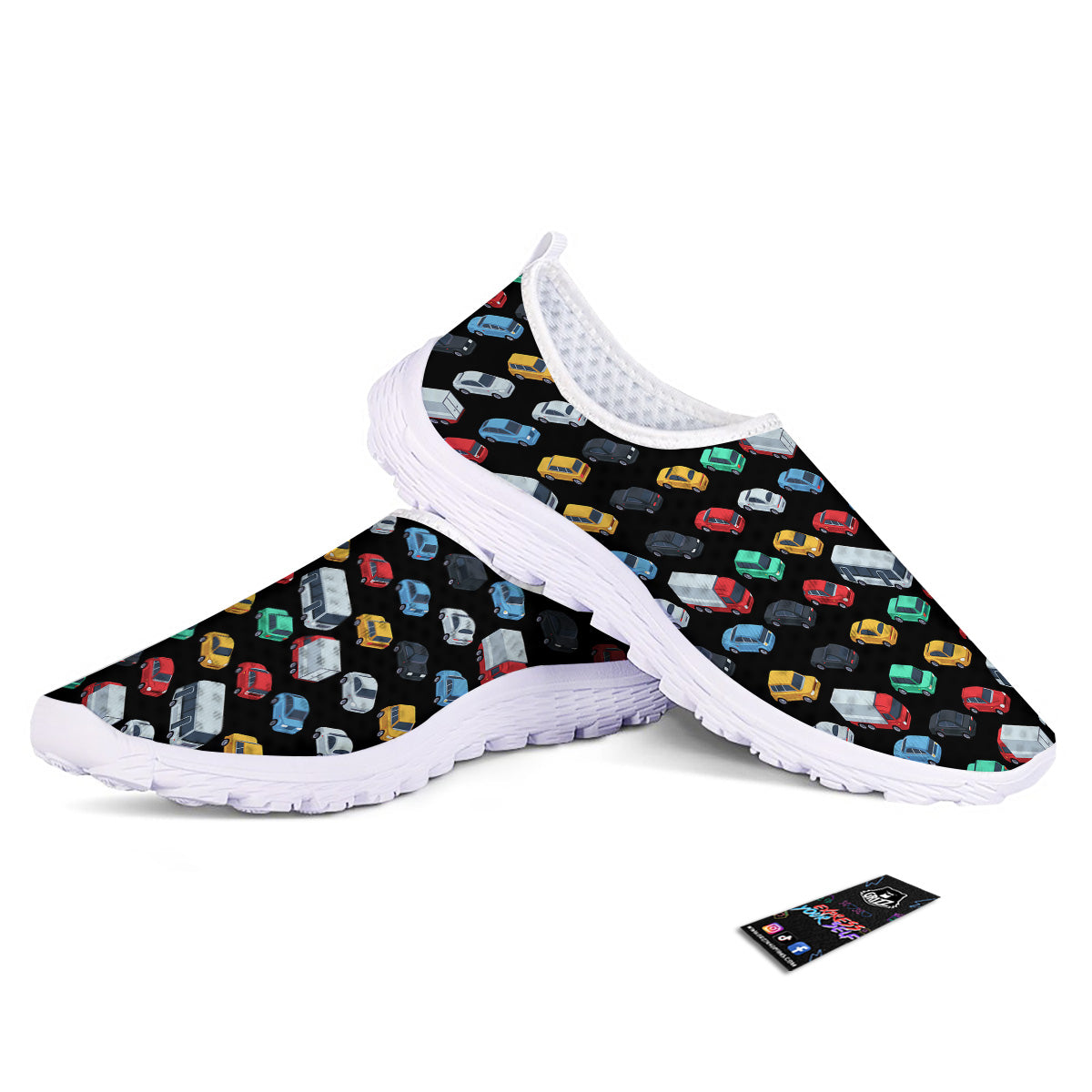 Isometric Cars Colorful Print Pattern Nurse Shoes-grizzshop