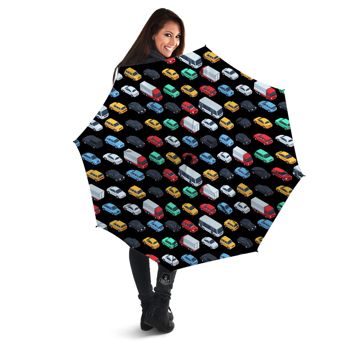 Isometric Cars Colorful Print Pattern Umbrella-grizzshop
