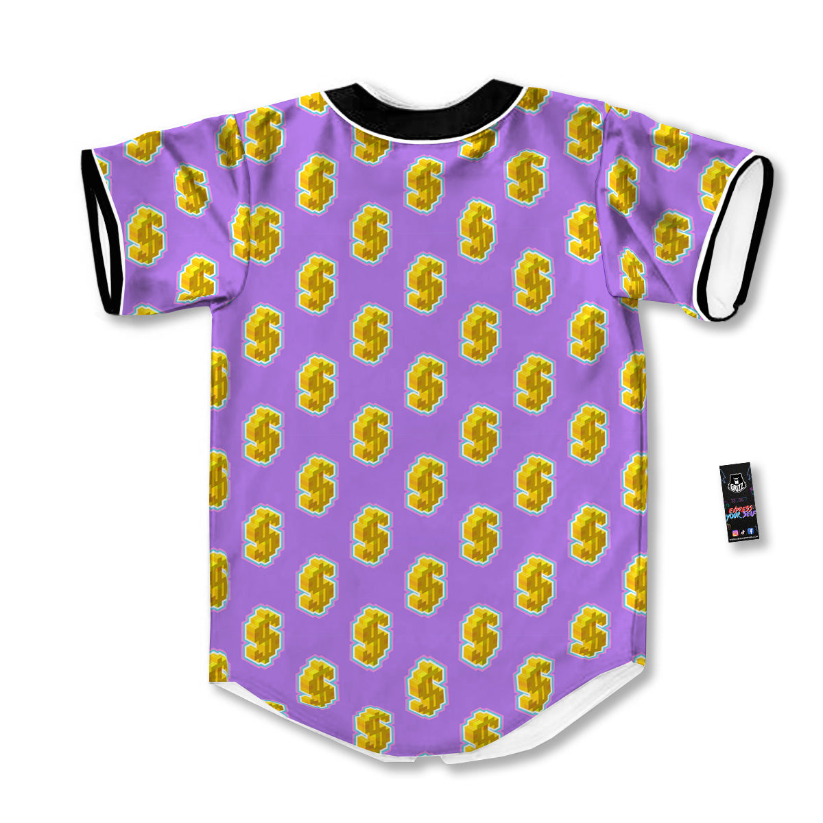 Isometric Gold Dollar Print Pattern Baseball Jersey-grizzshop