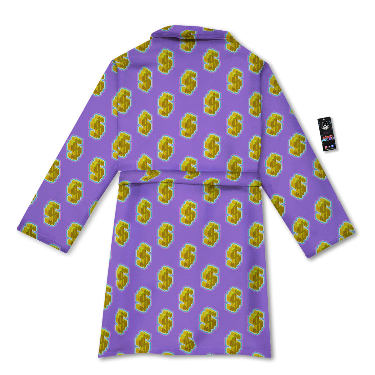 Isometric Gold Dollar Print Pattern Bathrobe-grizzshop