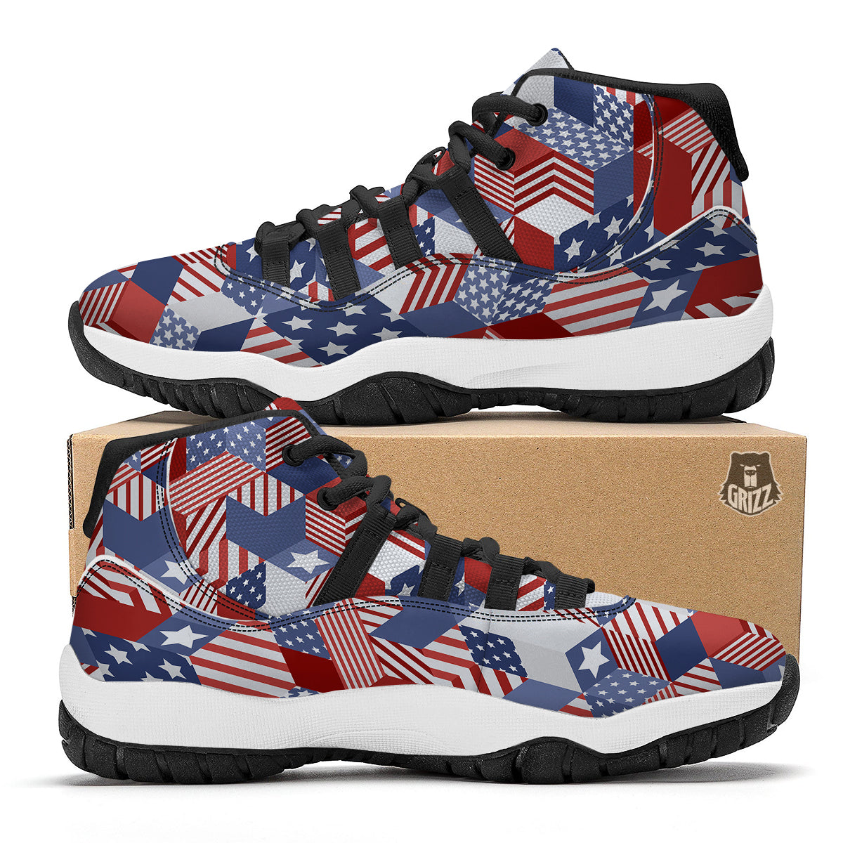 Isometric Gold Dollar Print Pattern Black Bball Shoes-grizzshop