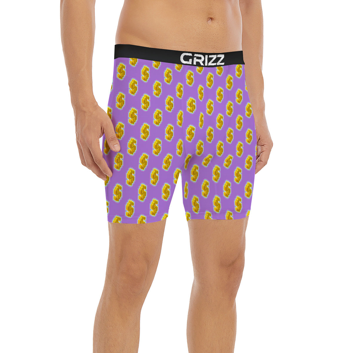 Isometric Gold Dollar Print Pattern Boxer Briefs-grizzshop