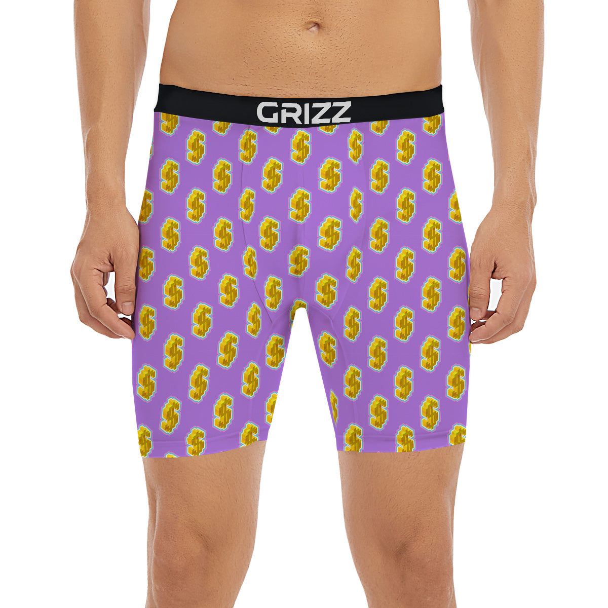 Isometric Gold Dollar Print Pattern Boxer Briefs-grizzshop