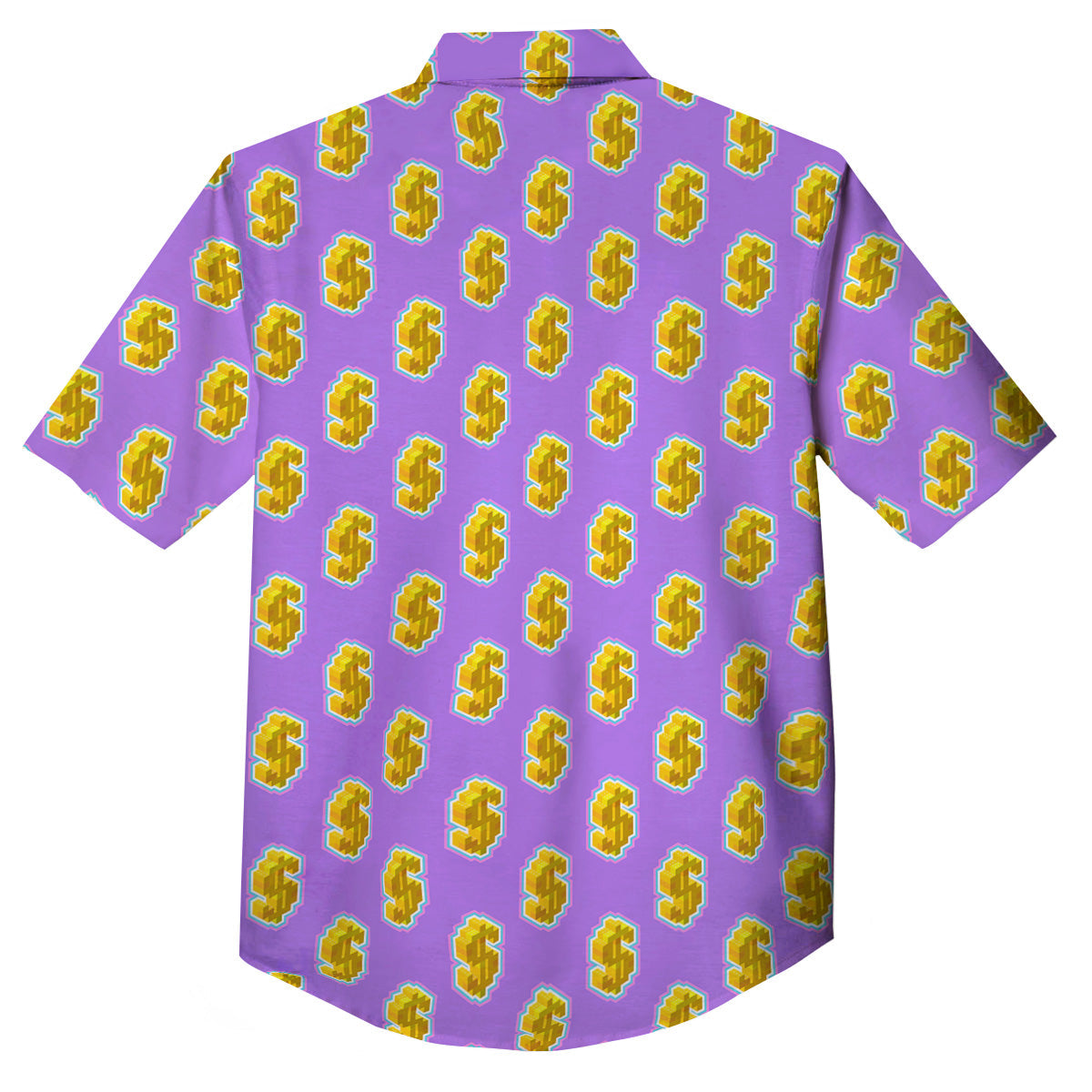 Isometric Gold Dollar Print Pattern Button Up Shirt-grizzshop