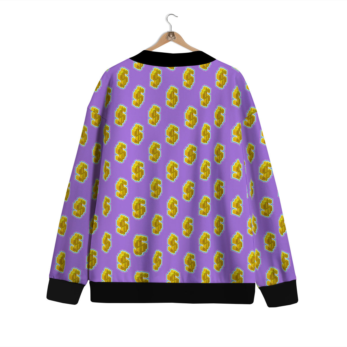 Isometric Gold Dollar Print Pattern Cardigan-grizzshop