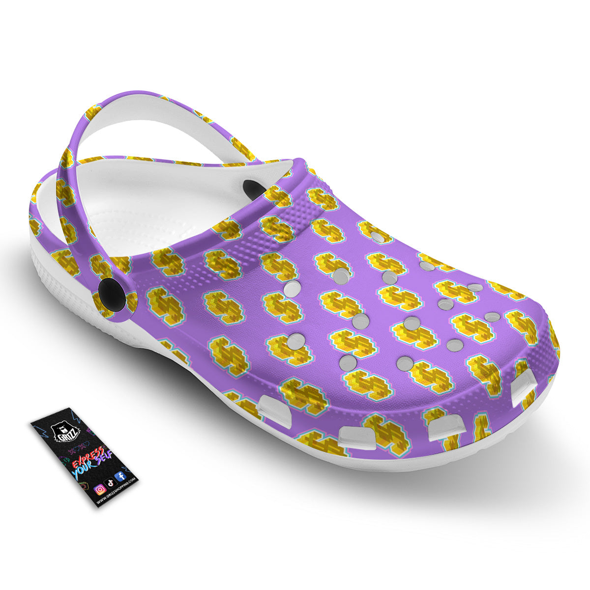 Isometric Gold Dollar Print Pattern Clog-grizzshop