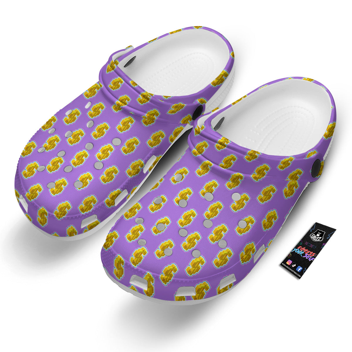 Isometric Gold Dollar Print Pattern Clog-grizzshop