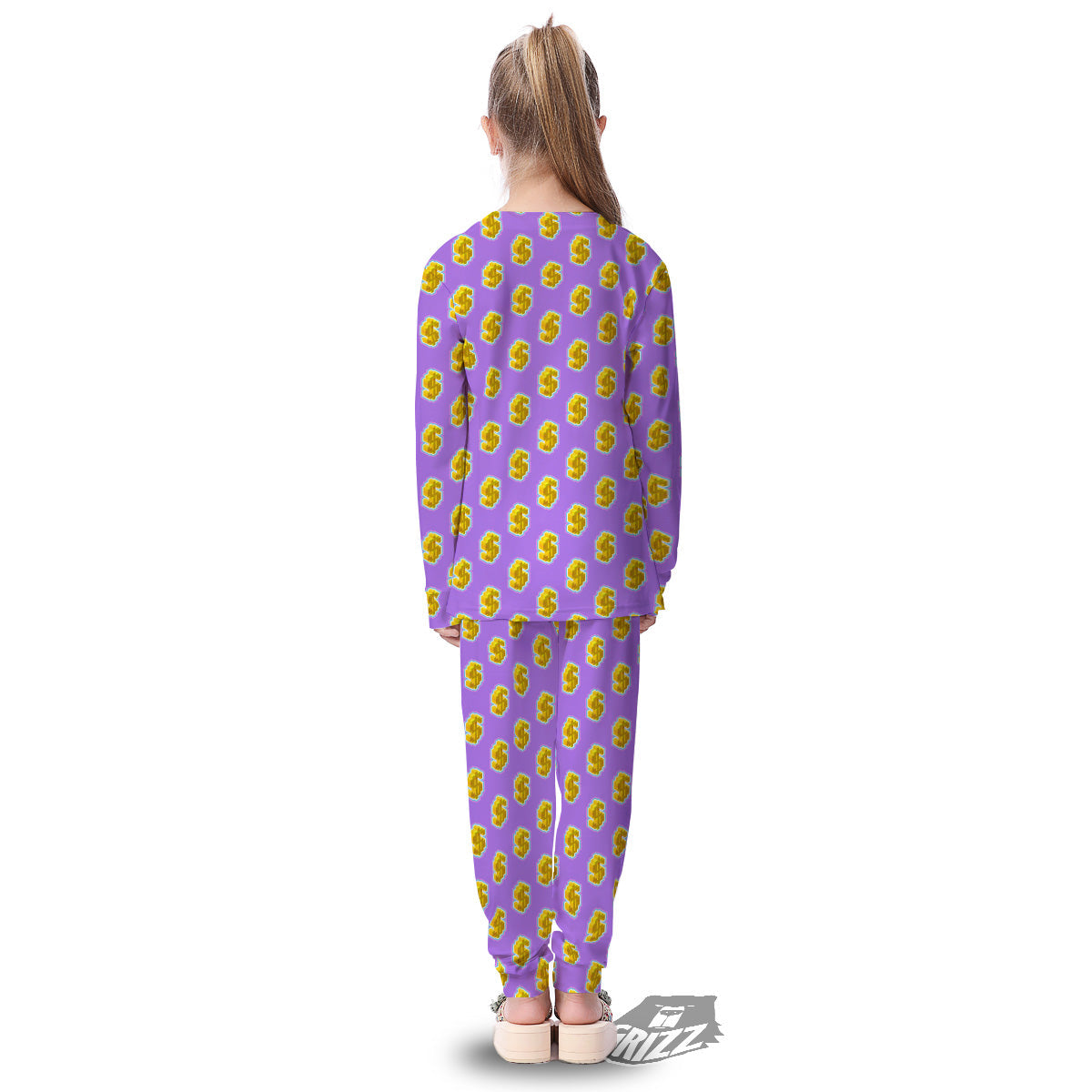 Isometric Gold Dollar Print Pattern Kid's Pajamas-grizzshop