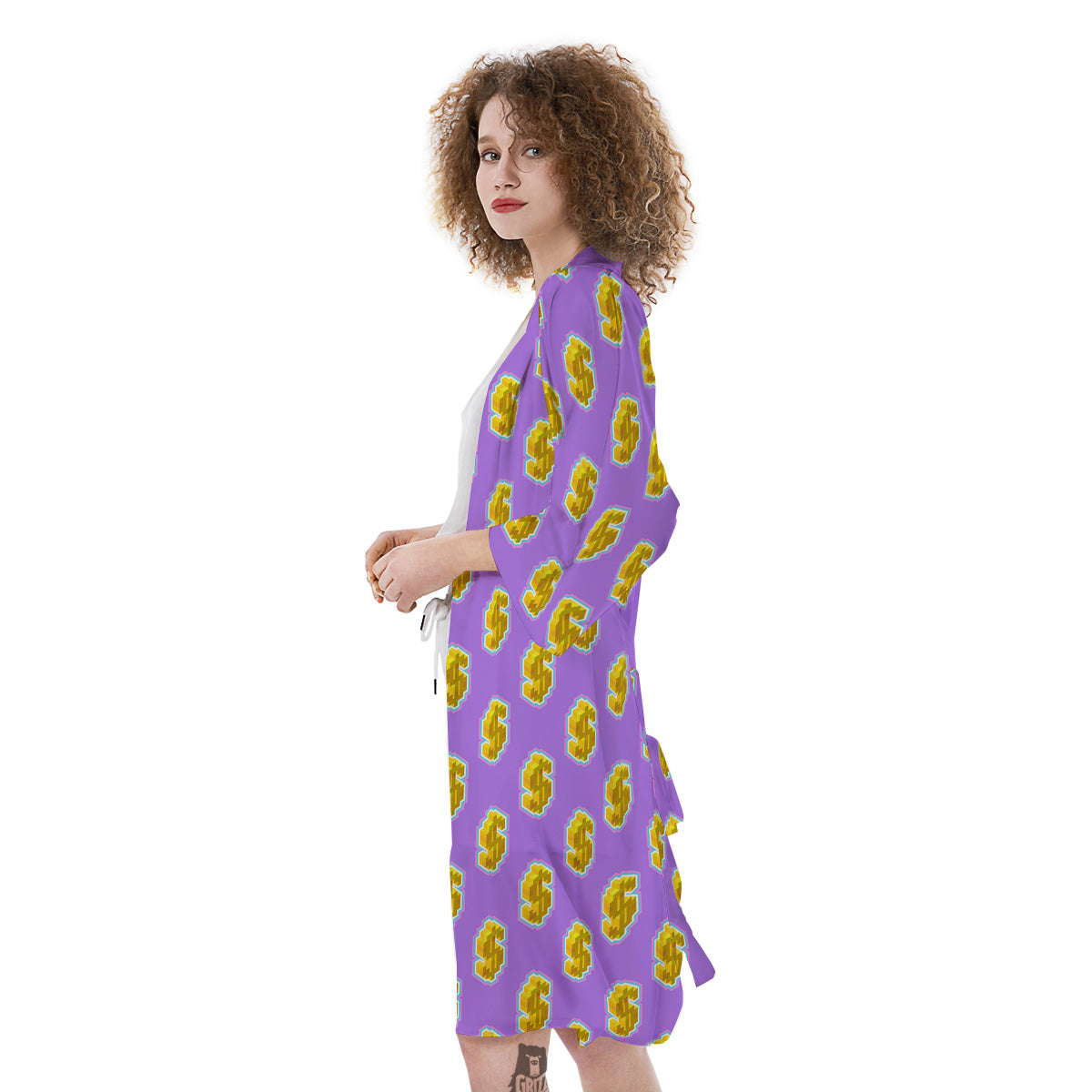 Isometric Gold Dollar Print Pattern Kimono-grizzshop
