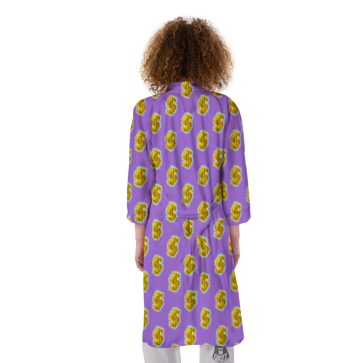 Isometric Gold Dollar Print Pattern Kimono-grizzshop