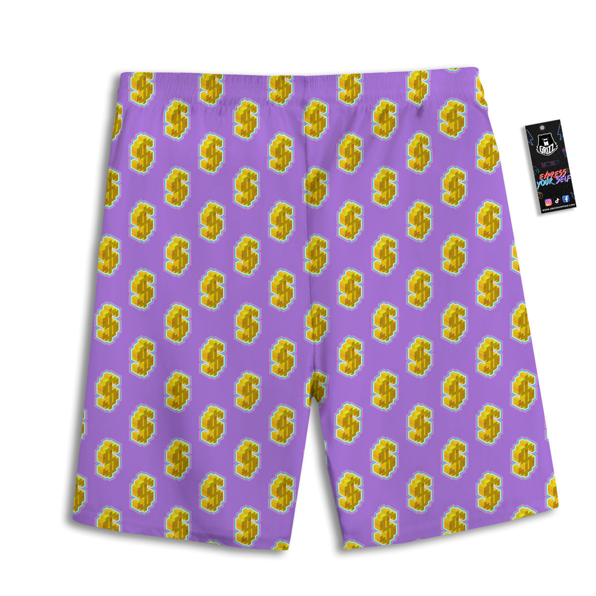 Isometric Gold Dollar Print Pattern Men's Athletic Shorts