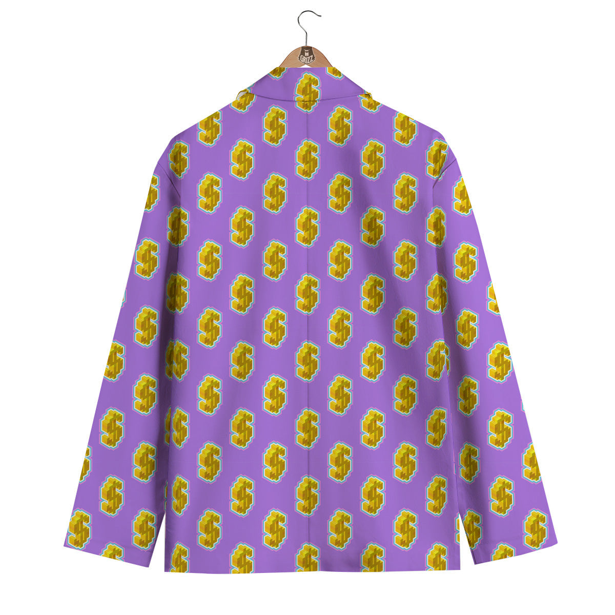 Isometric Gold Dollar Print Pattern Men's Blazer-grizzshop