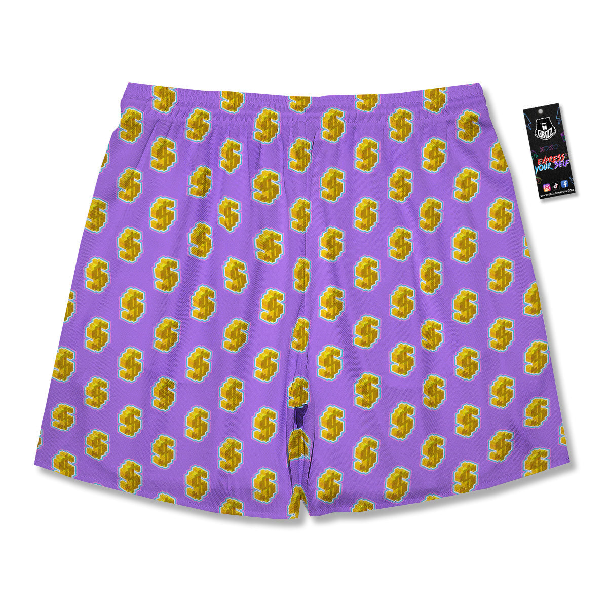 Isometric Gold Dollar Print Pattern Men's Running Shorts-grizzshop