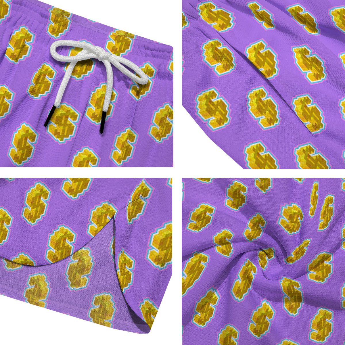 Isometric Gold Dollar Print Pattern Men's Running Shorts-grizzshop