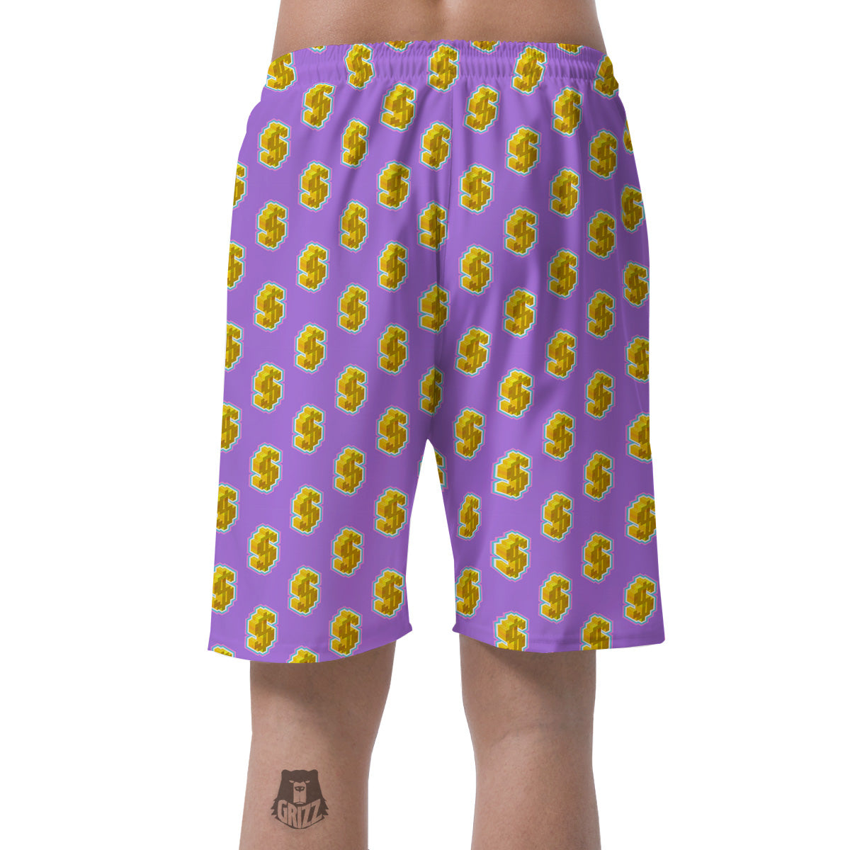 Isometric Gold Dollar Print Pattern Men's Shorts-grizzshop