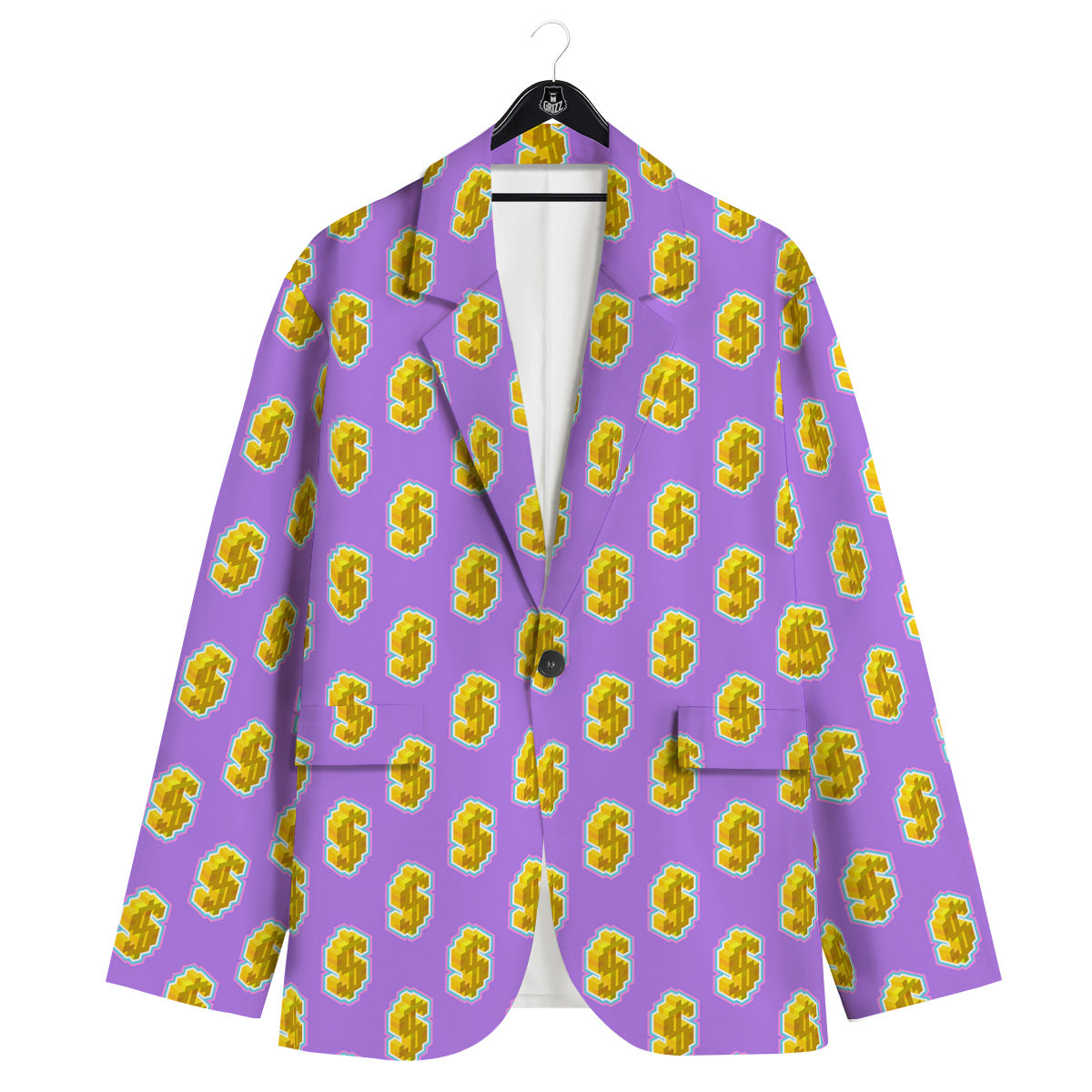 Isometric Gold Dollar Print Pattern Men's Sport Coat-grizzshop