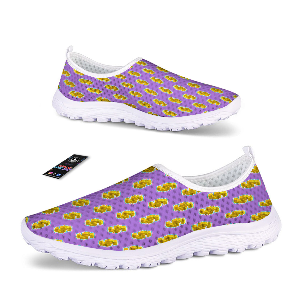 Isometric Gold Dollar Print Pattern Nurse Shoes-grizzshop