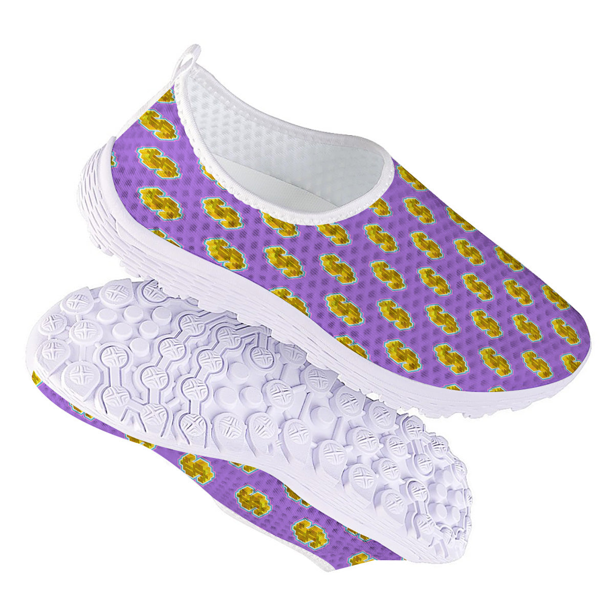 Isometric Gold Dollar Print Pattern Nurse Shoes-grizzshop