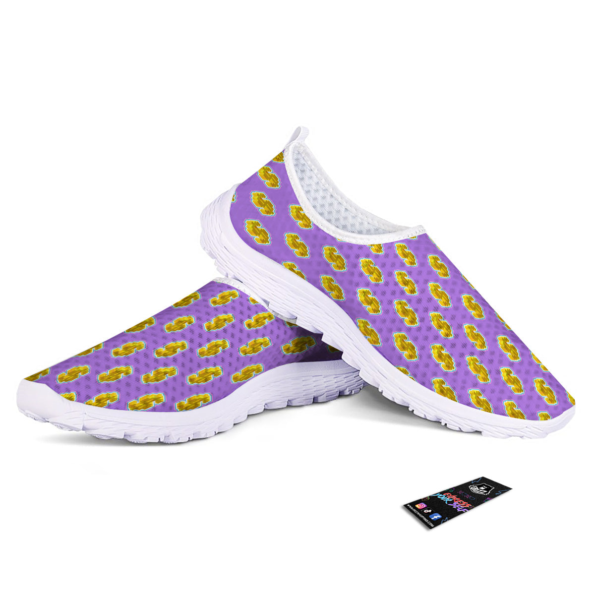 Isometric Gold Dollar Print Pattern Nurse Shoes-grizzshop