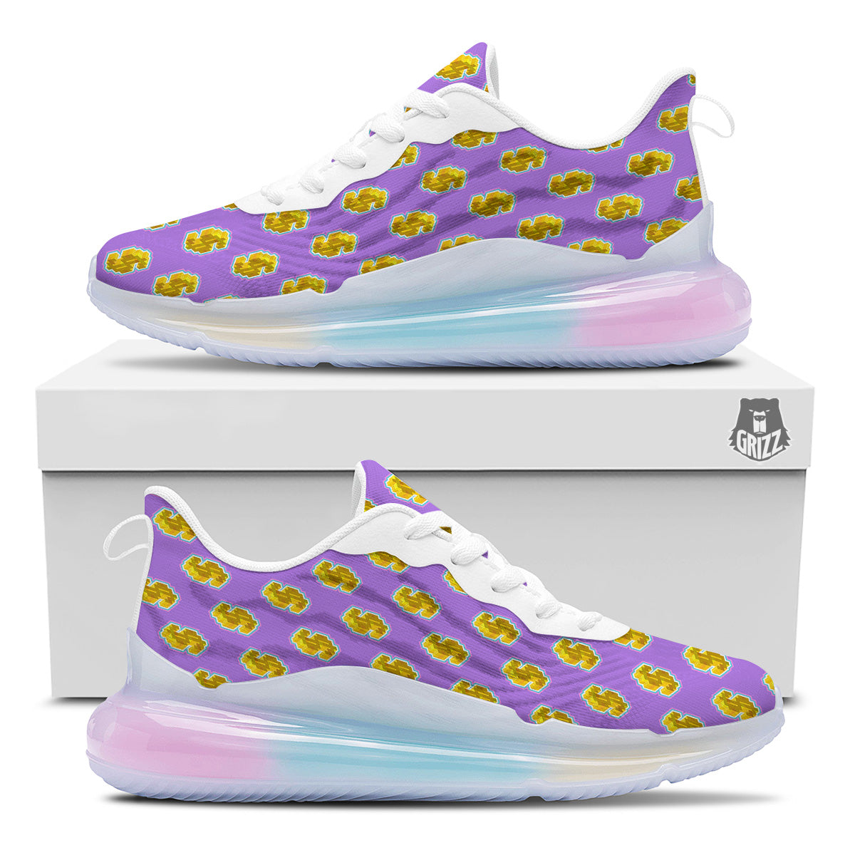 Isometric Gold Dollar Print Pattern Running Sneakers-grizzshop