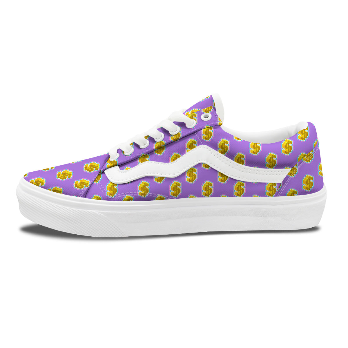 Isometric Gold Dollar Print Pattern Skate Shoes-grizzshop