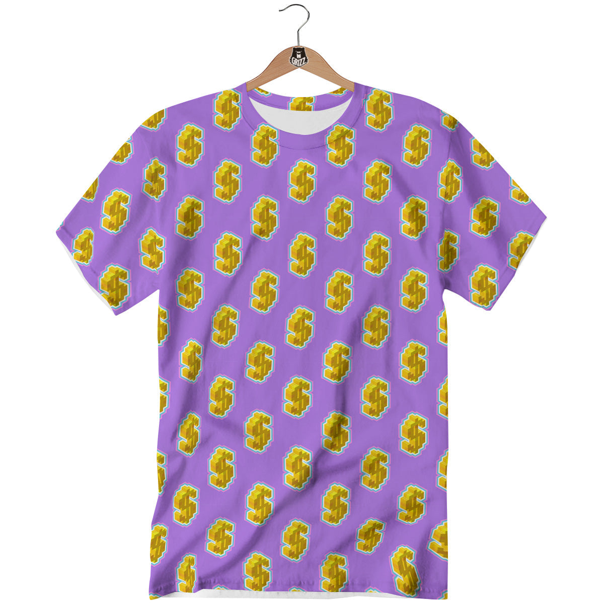 Isometric Gold Dollar Print Pattern T-Shirt-grizzshop