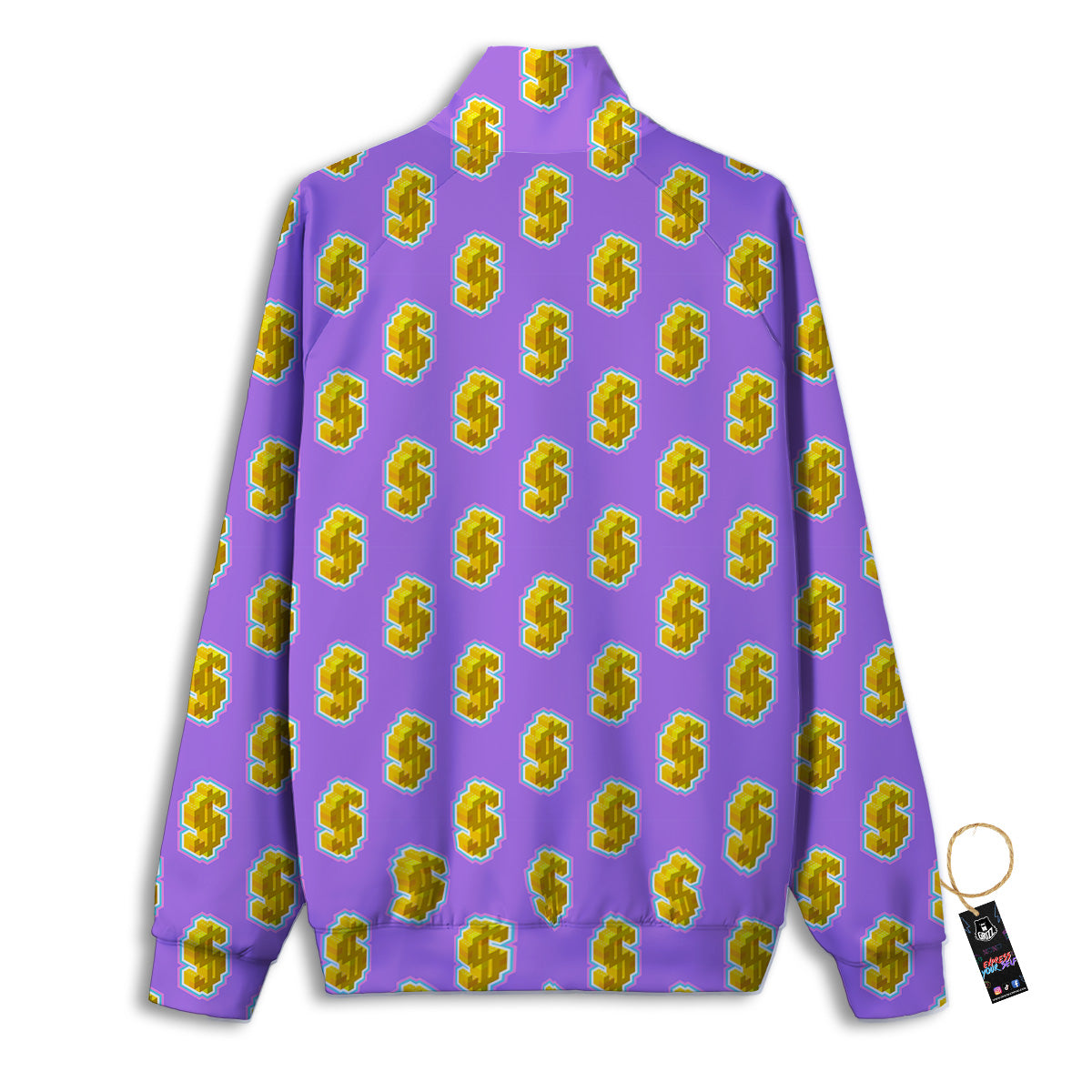 Isometric Gold Dollar Print Pattern Track Jacket-grizzshop