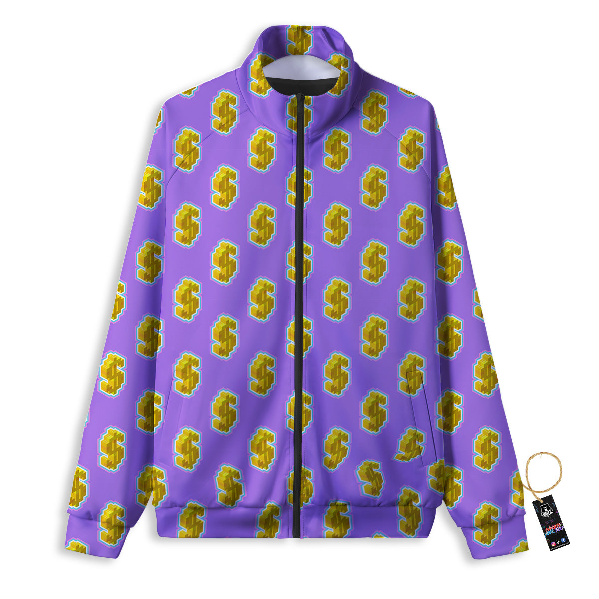 Isometric Gold Dollar Print Pattern Track Jacket-grizzshop