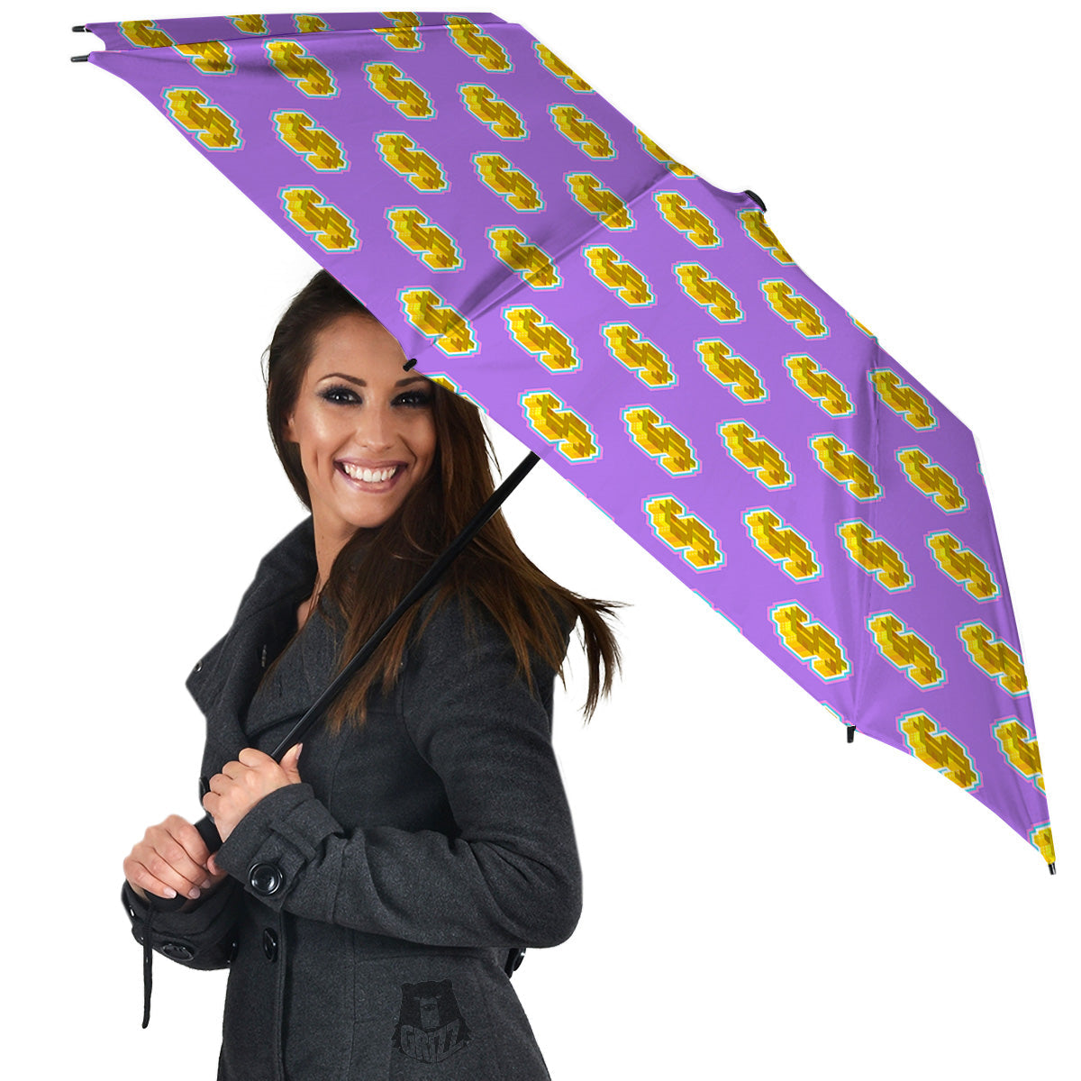 Isometric Gold Dollar Print Pattern Umbrella-grizzshop